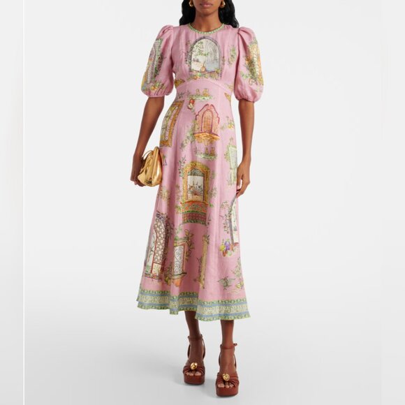 Alemais Monte short-sleeve linen midi dress